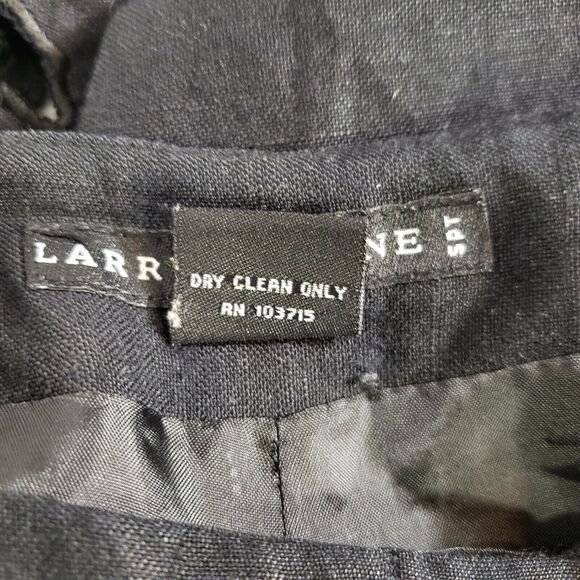 Larry Levine Womens Cropped Pants Size 8 Cropped Embroidered Detail Linen Blend - Picture 9 of 11